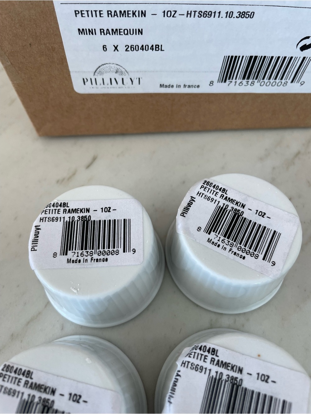 NWT Pillivuyt set of 6, White Porcelain 1 oz Petite Ramekins / mini, lot of six - Picture 8 of 8